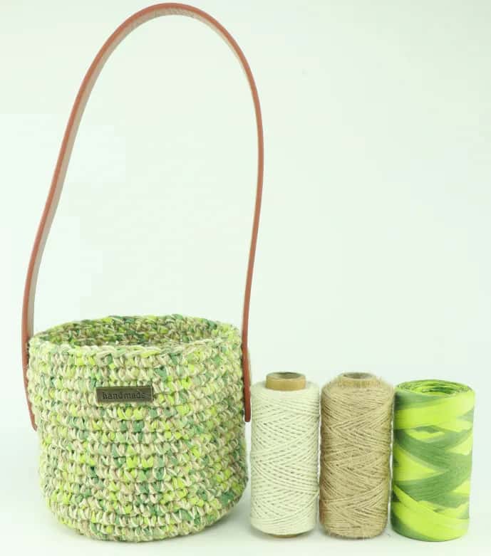 Green Bucket Bag Project Kit with Paper Raffia