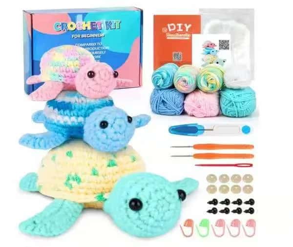 DIY Crochet Kit for Beginners - Sea Turtle Amigurumi Trio Kit