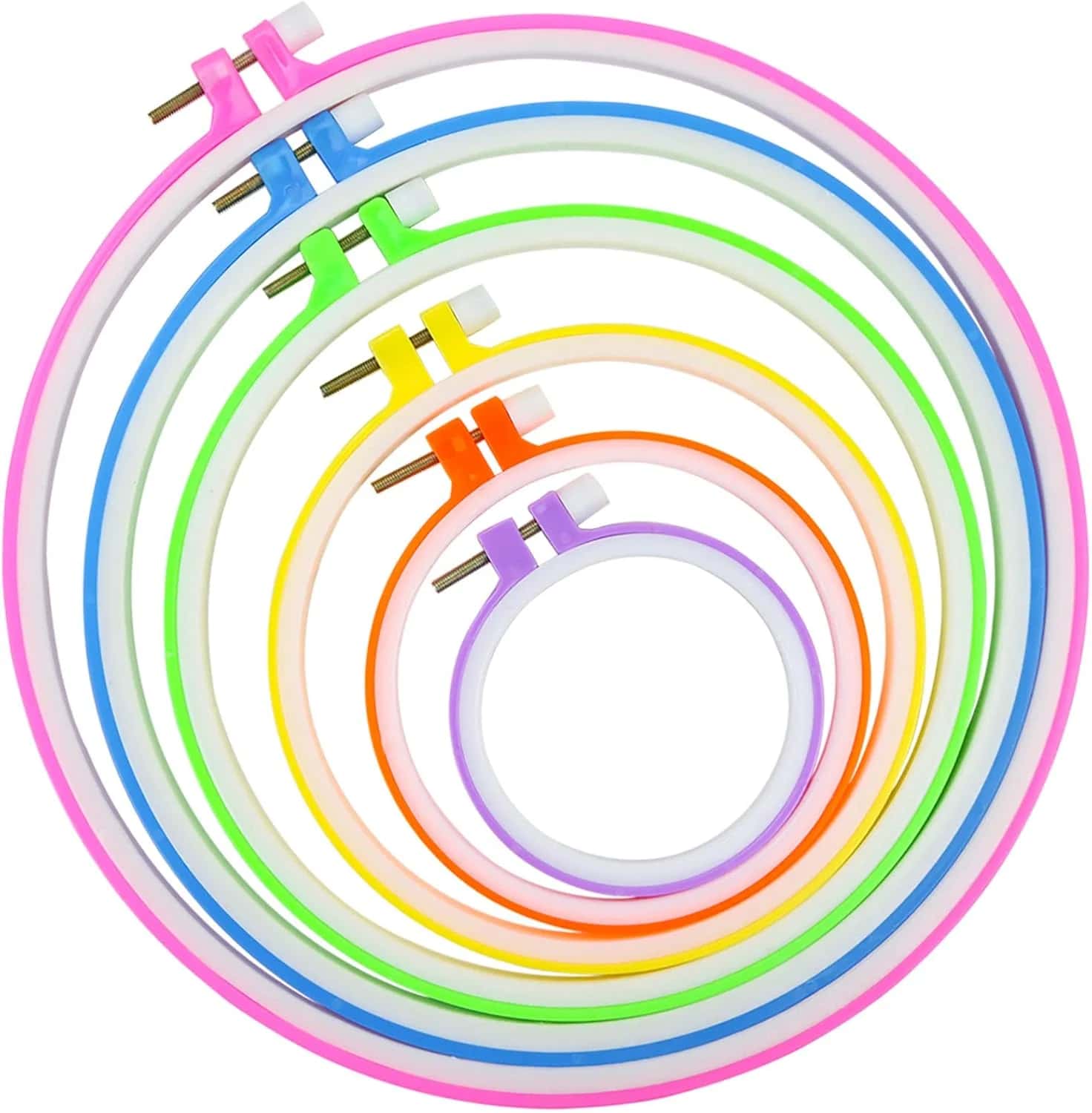 Multicolor Plastic Embroidery Hoop Set 3.4 to 10.2 Inch