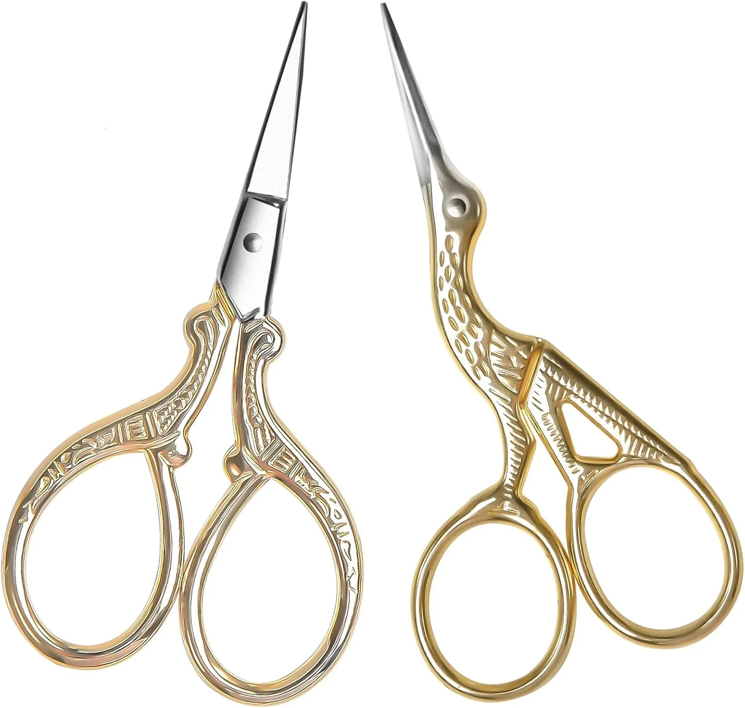 Gold Stork Embroidery Scissors 2-Piece 3.6 Inch