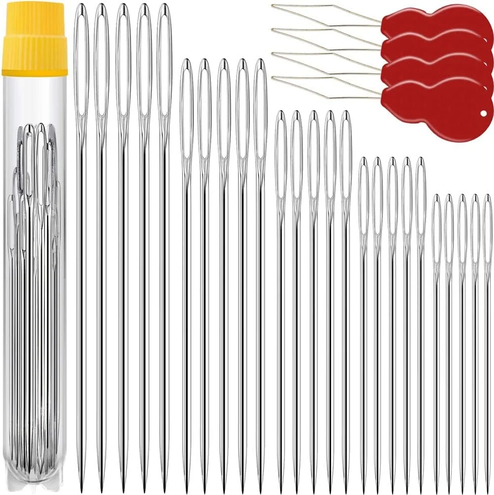 Large-Eye Hand Sewing Needle Set with Threaders