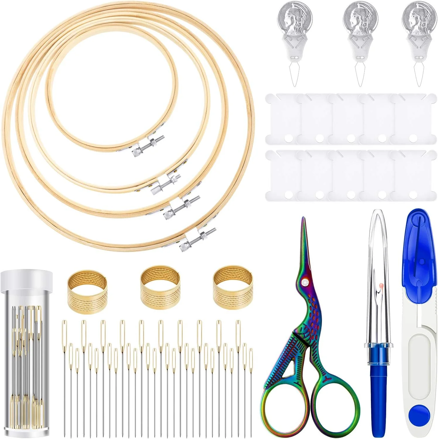 Cross Stitch Kit with Bamboo Embroidery Hoops and Needles
